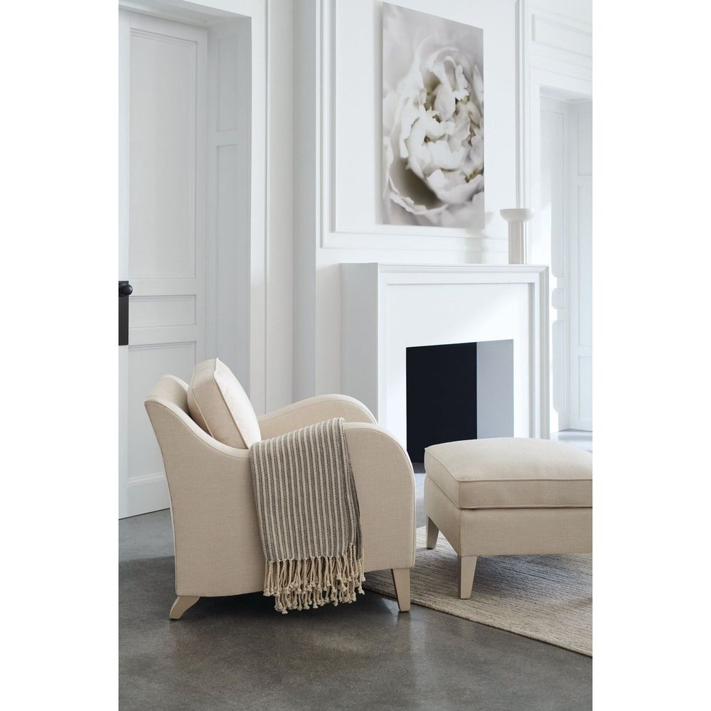Additional view of Sophia Ottoman in cream and ivory.