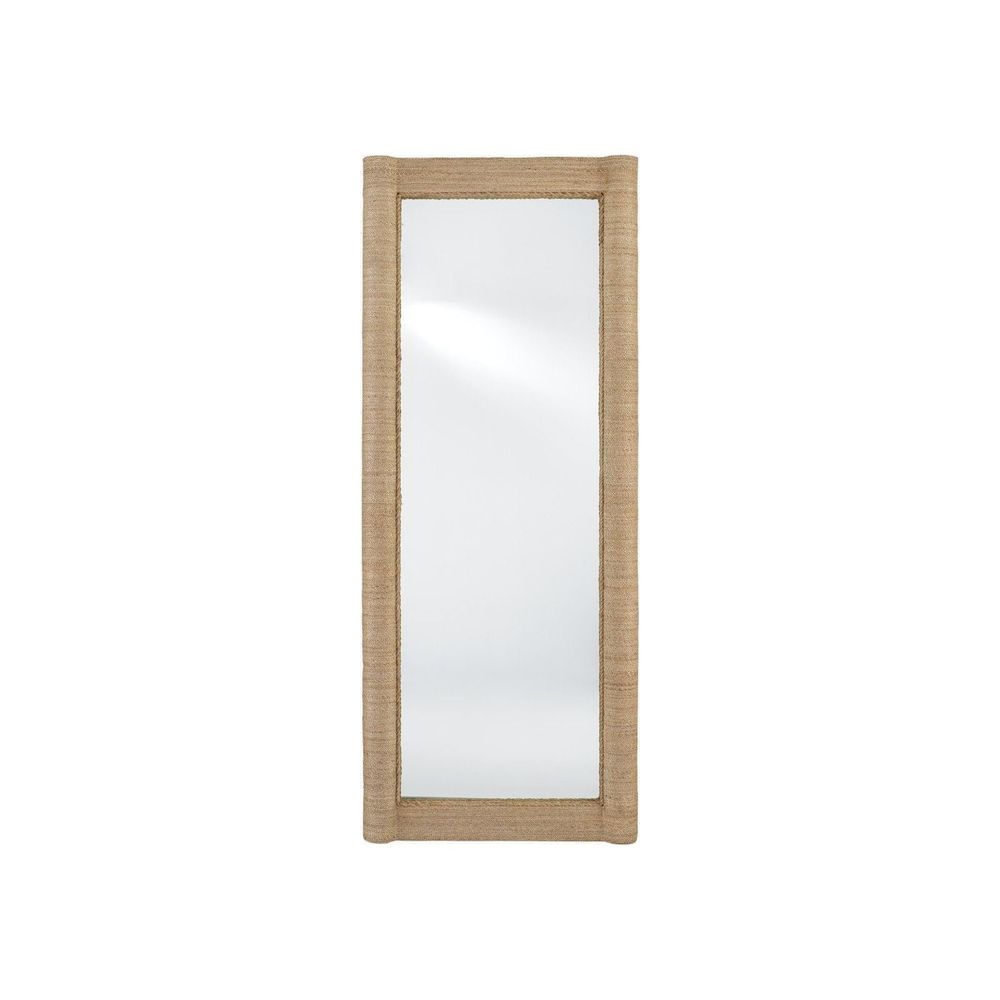 Vilmar Rope Floor Mirror, shown in natural tan and beige with natural fiber rope, jute, and full-length floor mirror.