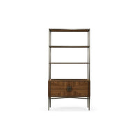 Alternate view of Toulouse Étagère, featuring wood veneer, metal, and four open display shelves.