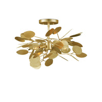 Additional view of Lunaria Gold Semi-Flush Mount in gold and warm amber.