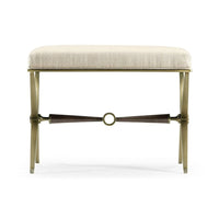 Alternate view of Barcelona Bench, featuring woven textile finish, fabric, metal, and fixed x-frame base.