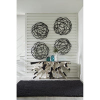 Mist Wall Flower, shown in black with metal and wall-mounting.