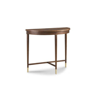 Alternate view of Winfred Console Table in warm walnut brown and medium amber brown.