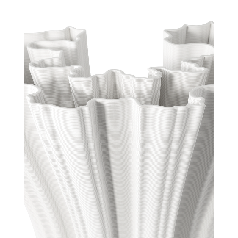 Alternate view of Godet White Vase, featuring matte finish, porcelain, and open top vessel for floral stems.