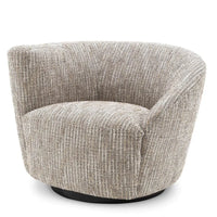 Swivel Chair Colin Left Mademoiselle Beige, shown in beige and cream with woven fabric, metal, and a swivel base.