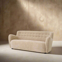 Alternate view of Fizby 74" Sofa, featuring textured nubby finish, bouclé fabric, upholstery fabric, and fixed rolled arms.