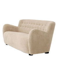 Additional view of Fizby 74" Sofa in beige and cream, featuring textured nubby finish and fixed rolled arms.