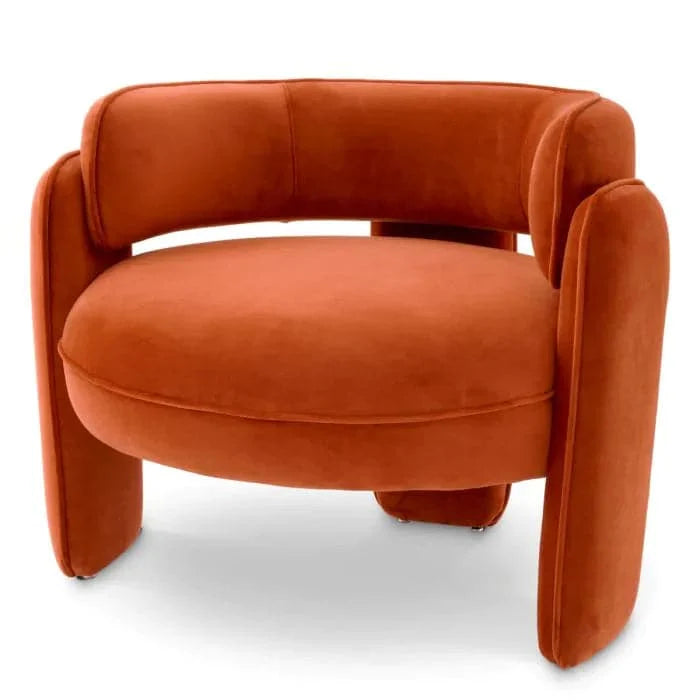 Additional view of Chair Chaplin in teal and terracotta orange, featuring soft matte finish and fixed continuous arms.