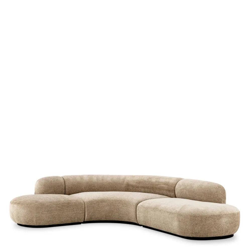 Additional view of Björn Curved Sectional in beige and sand.