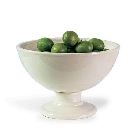 Alternate view of Lantana Ivory Bowl, featuring glossy glaze finish, ceramic, and elevated pedestal foot.