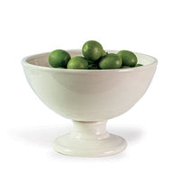 Alternate view of Lantana Ivory Bowl, featuring glossy glaze finish, ceramic, and elevated pedestal foot.