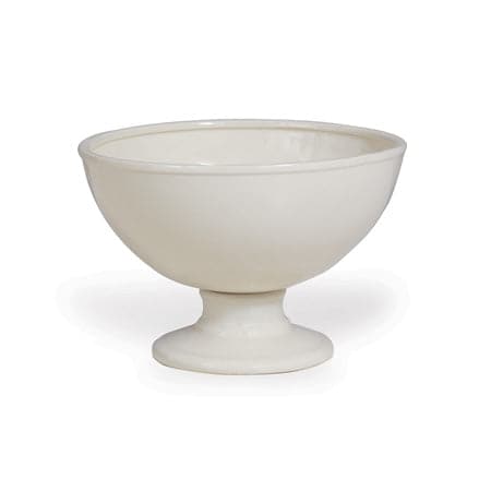 Lantana Ivory Bowl, shown in ivory and off-white with ceramic and elevated pedestal foot.