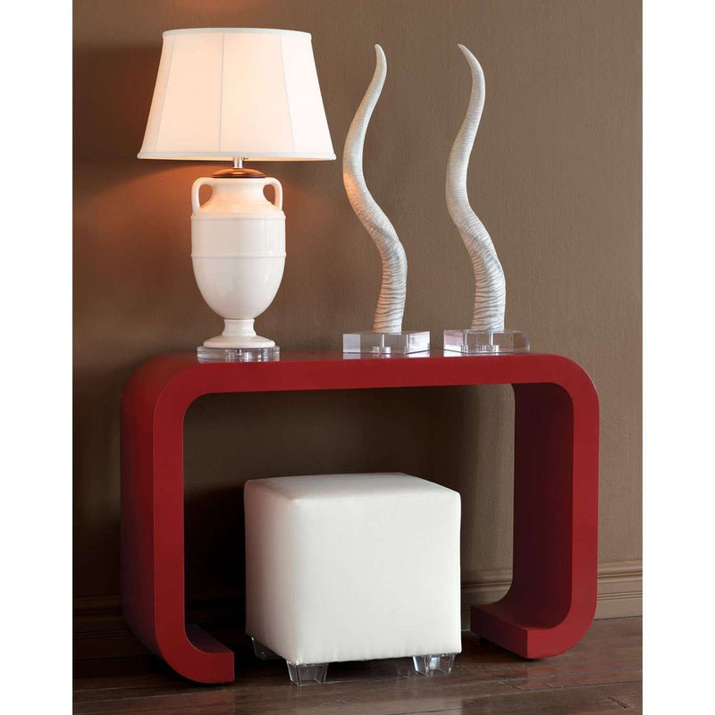 Alternate view of Safari White Horn Sculpture in off-white and ivory.