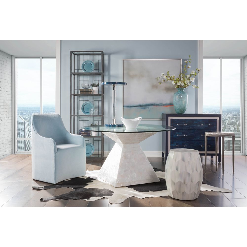 Side Tables Bello Faceted Drum Table - Creamy White