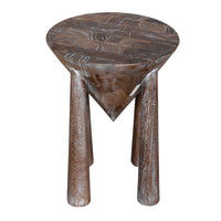 Alternate view of Kongo Side Table, featuring distressed whitewash, solid wood, and four fixed cylindrical legs.