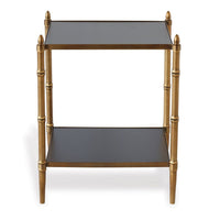 Additional view of Doheny Accent Table, featuring mirror finish, metal, steel, and two-tier open shelving.