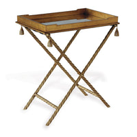 Delfern Bar & Tray, shown in gold and antique brass with metal and mirror glass.