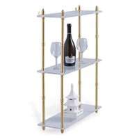 Alternate view of Carmel 24" Shelf, featuring polished finish, acrylic, brass, and wall-mounting hardware.