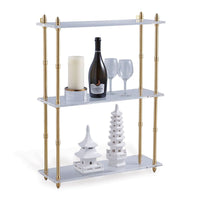 Additional view of Carmel 24" Shelf in clear and brass gold, featuring polished finish and wall-mounting hardware.