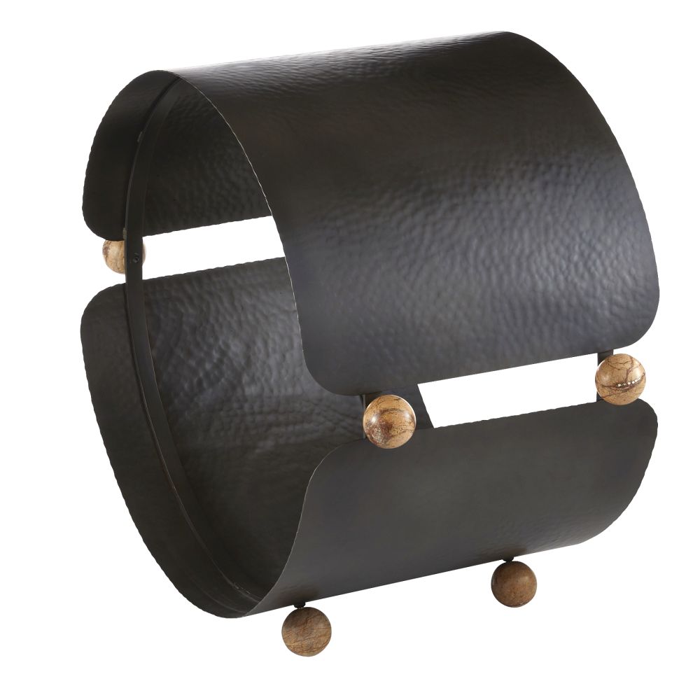 Additional view of Westhaven Log Holder in black and charcoal, featuring open circular log storage cavity.