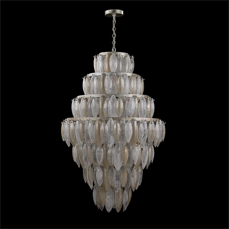 Alternate view of Aria Seven-Tier Thirty-Three-Light Chandelier in silver and champagne with tiered Cascading.