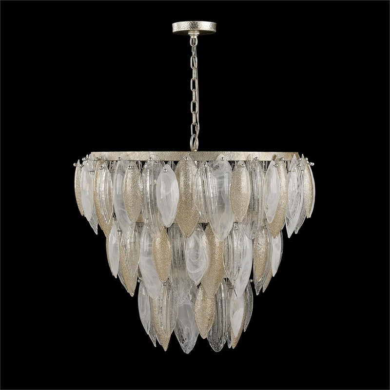 Alternate view of Aria Twelve-Light Chandelier in champagne gold and clear.