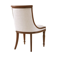Additional view of Floris Side Chair in dark walnut brown and ivory cream, featuring polished wood finish and armless.