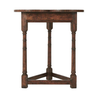 Additional view of Oak Clover Accent Table, featuring distressed, wood, oak, and fixed freestanding structure.