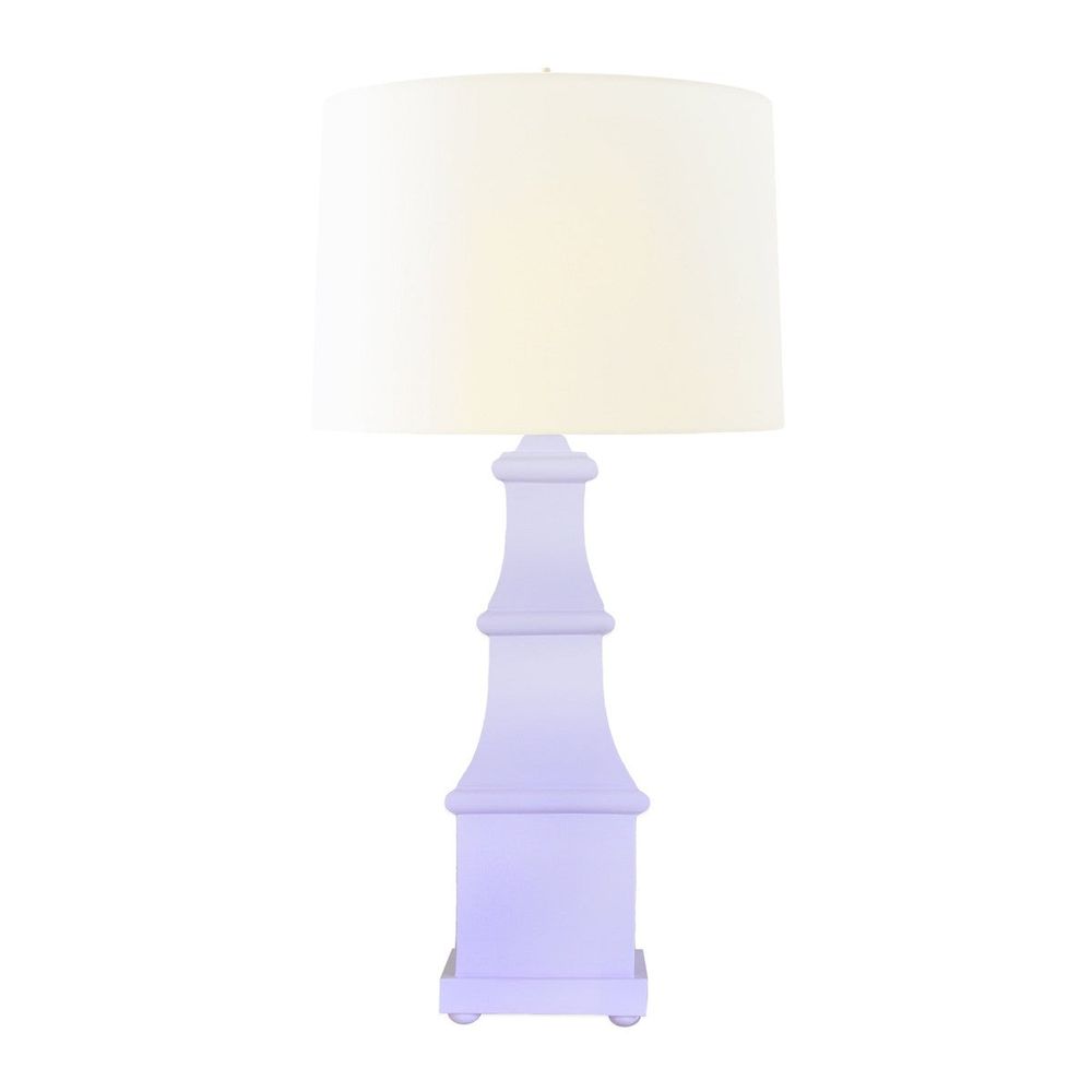 Alternate view of Allegra, featuring handpainted matte finish, tole metal, fabric, and a table lamp base.