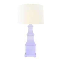 Alternate view of Allegra, featuring handpainted matte finish, tole metal, fabric, and a table lamp base.