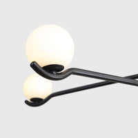 Additional view of Nebula Chandelier Lamp 3 Arm White Glass Black Powder Coated Frame in black and white.
