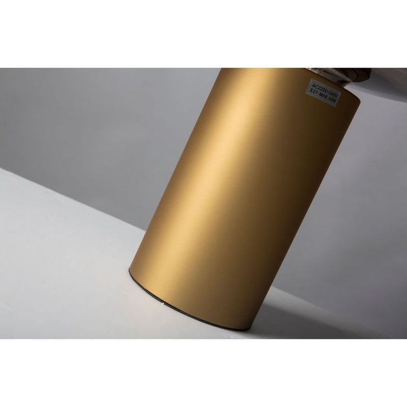 Alternate view of Glow Table Lamp Tall Smoke Glass Matte Brass Frame in smoke gray and matte brass gold.