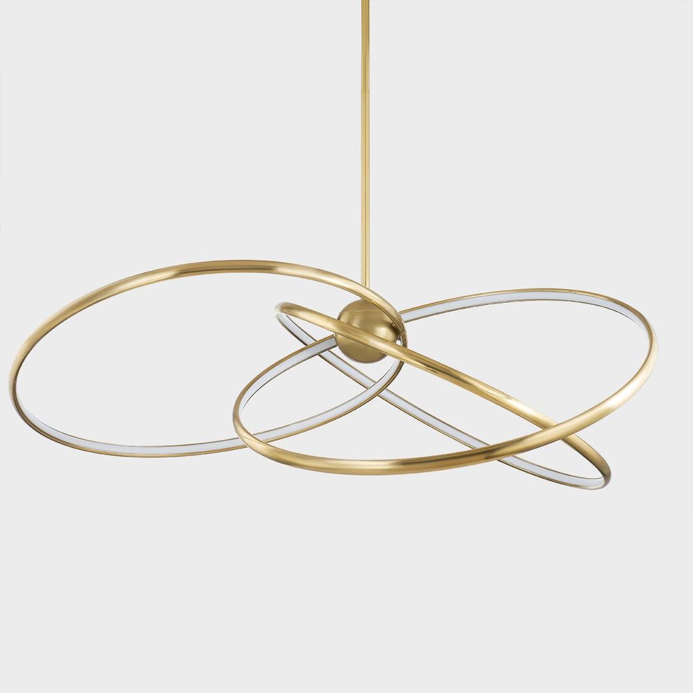 Additional view of Alula Chandelier in brass gold and warm gold, featuring ceiling-hung pendant stem.