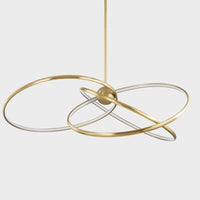 Additional view of Alula Chandelier in brass gold and warm gold, featuring ceiling-hung pendant stem.