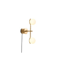 Alternate view of Pluto Wall Lamp White Glass Brass Powder Coated Frame, featuring metal, glass, and wall-mounting hardware.
