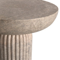 Additional view of Diva Table, L in beige and taupe, featuring honed finish and a solid pedestal base.