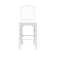Annette, shown in white with wood, fabric, and a counter-height seat.