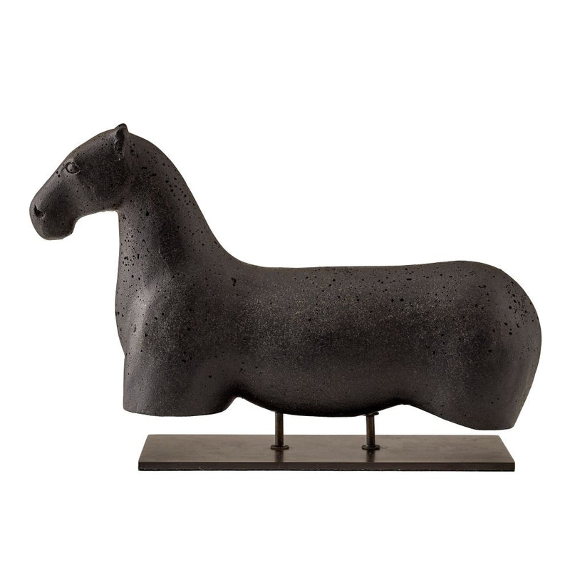 Crusoe Sculpture, shown in black and charcoal with cast composite, metal, and freestanding tabletop sculpture.