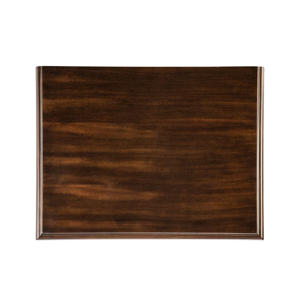 Alternate view of Catrine Nightstand, featuring polished grain, wood, leather, and upper small drawer.