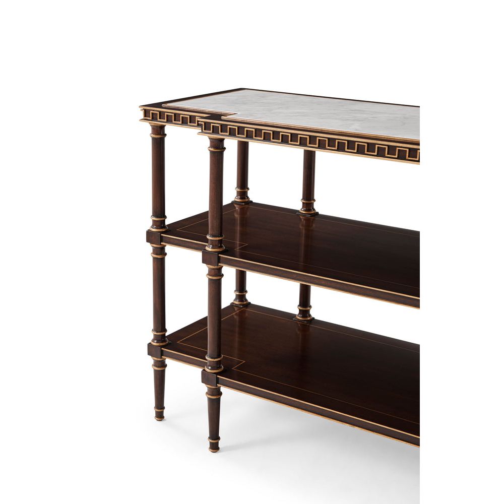 Alternate view of Celia Console Table in dark brown and white.
