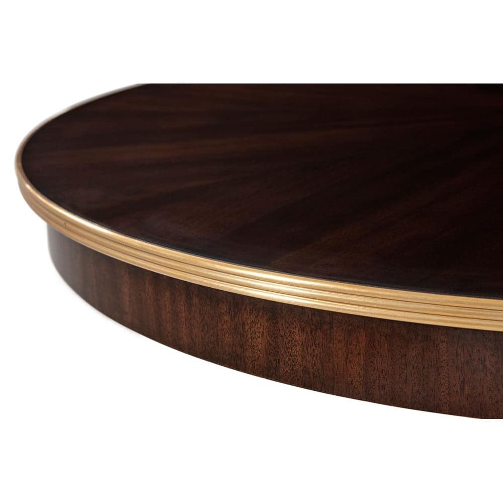 Additional view of Hailey Dining / Center Table, featuring nailhead trim finish, wood, brass, and a round pedestal base.