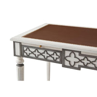 Additional view of Mirabella Writing Table in white and brown.