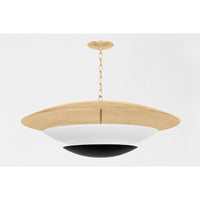 Alternate view of Adara Chandelier, featuring soft black finish, metal, gold leaf, and chain suspension.