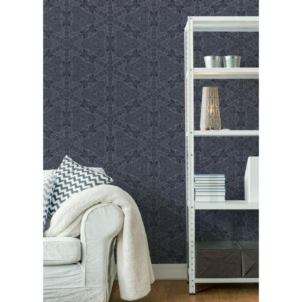 Alternate view of Arbor Star Wallpaper, featuring matte finish, paper, vinyl, and continuous wall-covering pattern.
