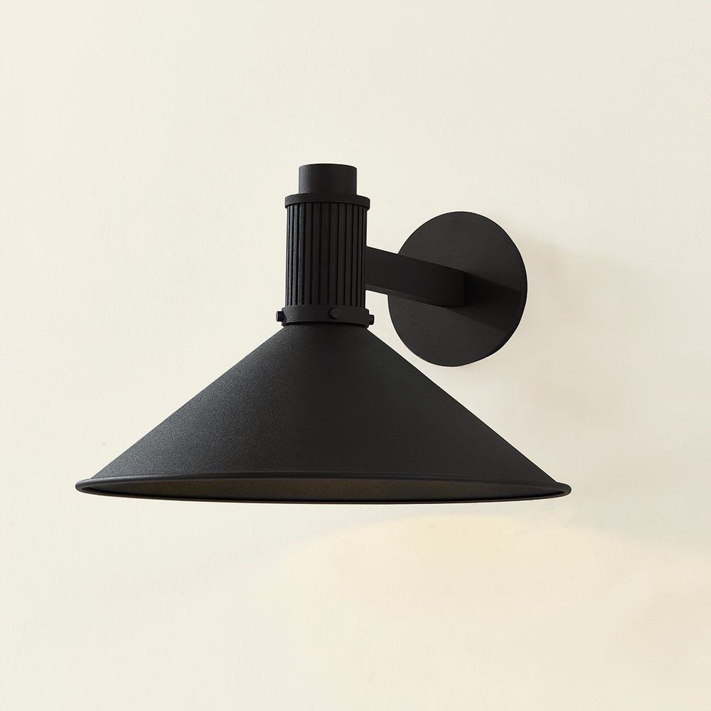 Additional view of Elani Exterior Wall Sconce in black, featuring matte finish and a wall-mounting canopy.
