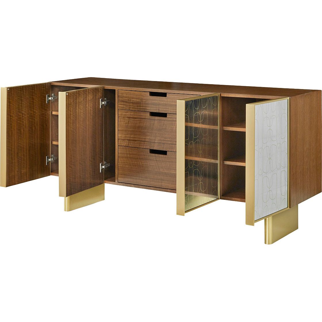 Additional view of Bohemia Buffet in warm walnut brown and antique gold.