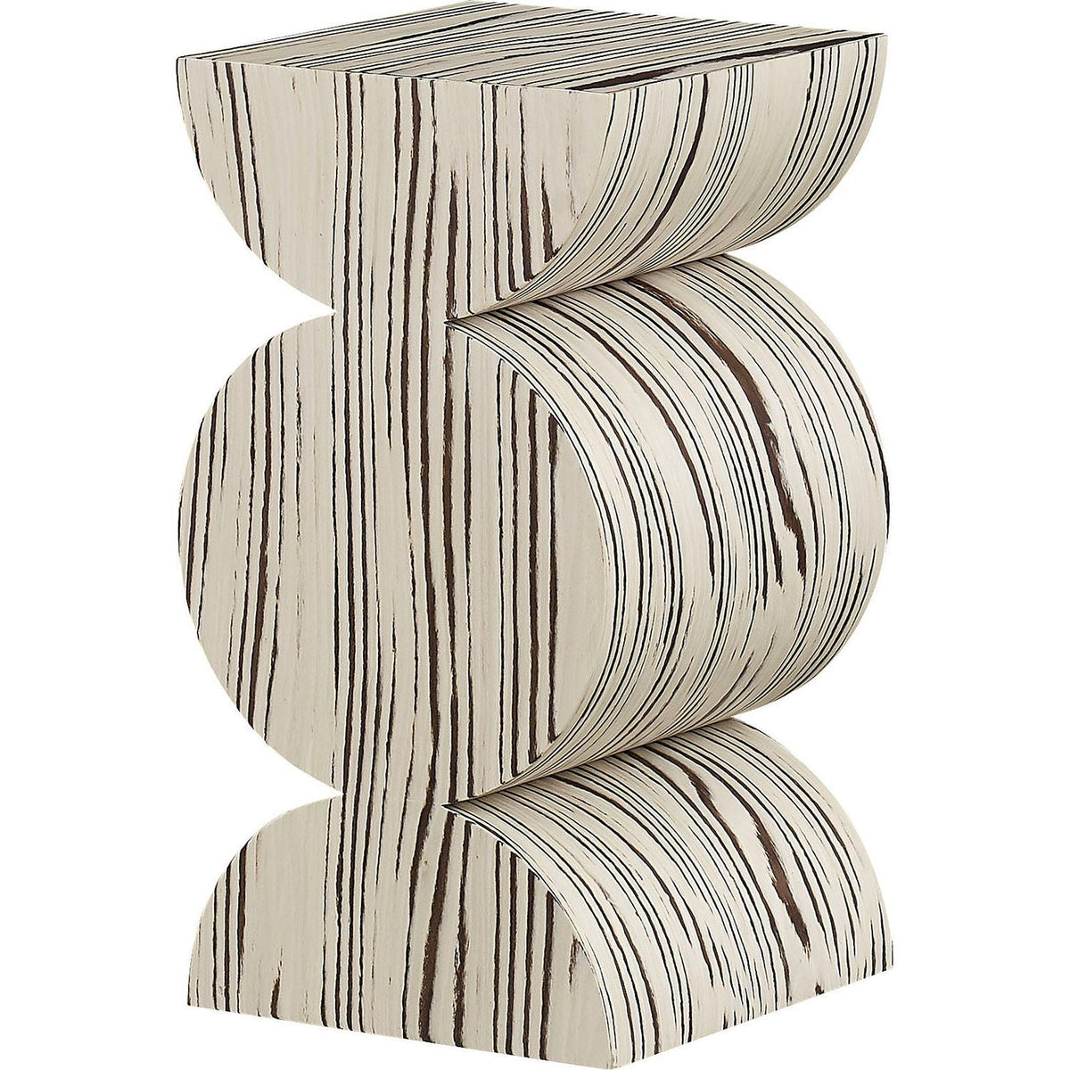 Additional view of Quincy Accent Table in ivory and cream, featuring whitewashed and a flat top surface.