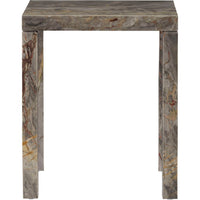 Serena Side Table, shown in gray and taupe with marble and four-leg freestanding base.