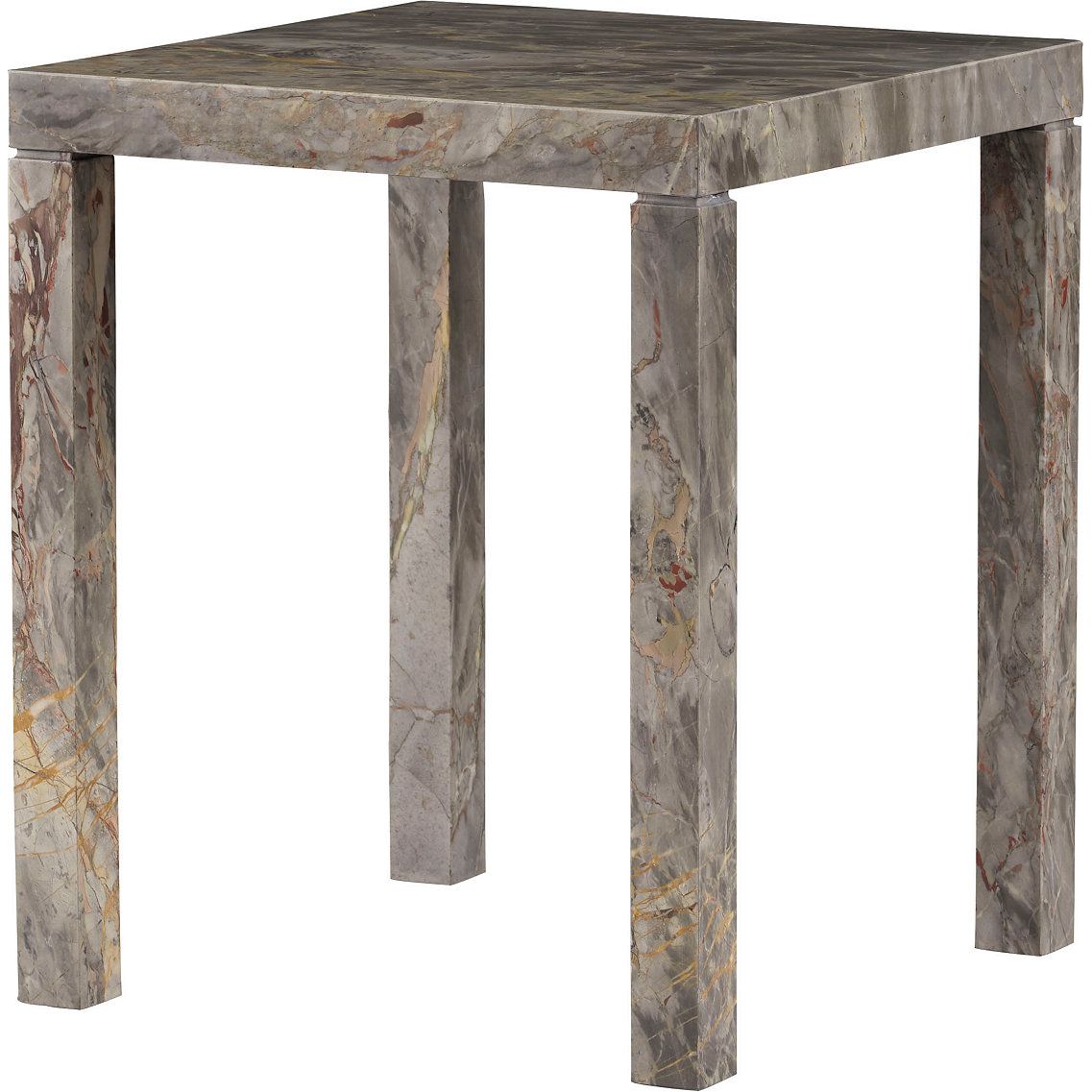 Additional view of Serena Side Table in gray and taupe, featuring polished finish and four-leg freestanding base.