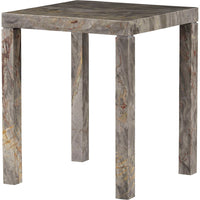 Additional view of Serena Side Table in gray and taupe, featuring polished finish and four-leg freestanding base.
